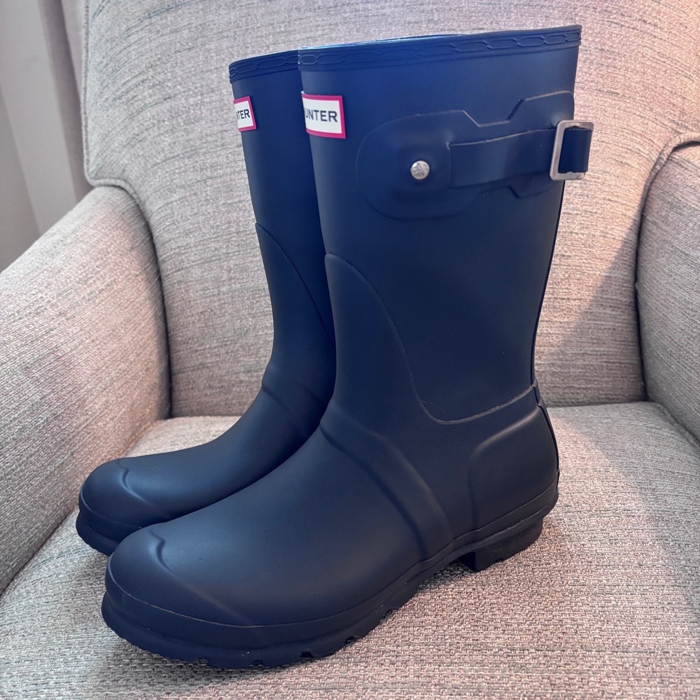 Hunter Women Original Short Rain Boots Matte Navy Blue WFS1000RMA Size US 9